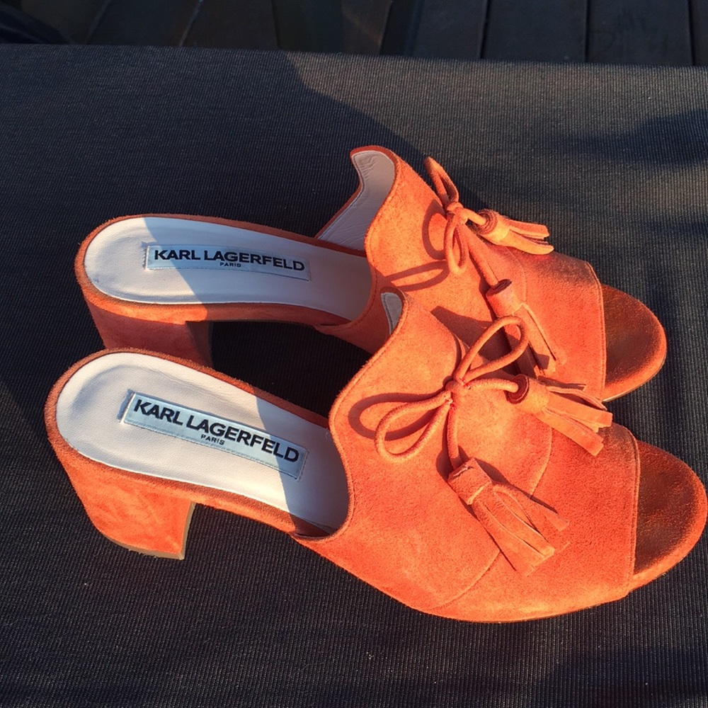 Karl Lagerfeld suede orange shoes